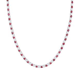 Mappin & Webb 18ct White Gold Ruby & Diamond Line Necklace