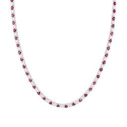 12130285 - 18ct White Gold Ruby & Diamond Line Necklace