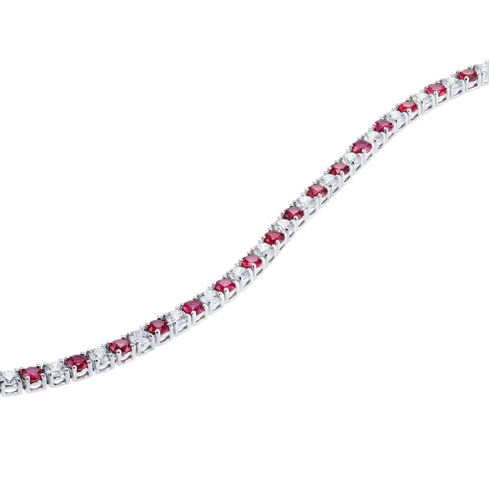 Mappin & Webb 18ct White Gold Ruby & Diamond Line Necklace