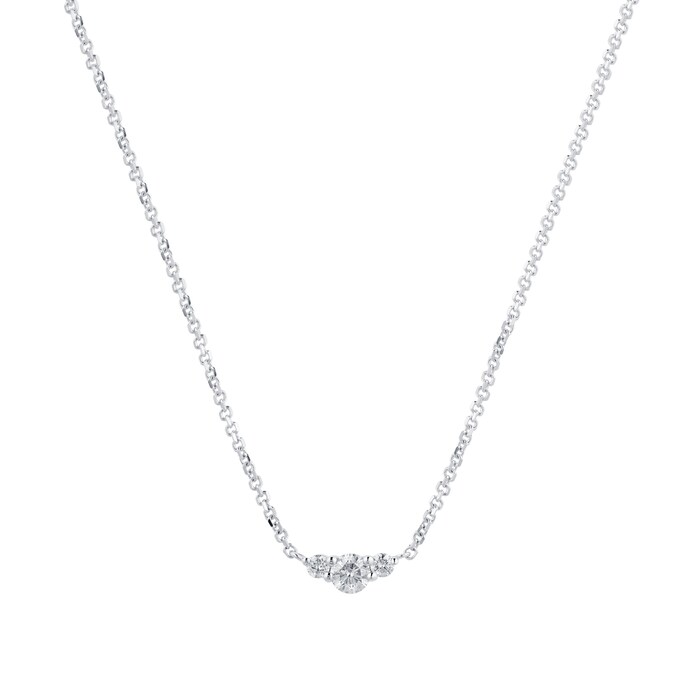 Goldsmiths 9ct White Gold 0.20cttw diamond 3 Stone Necklace