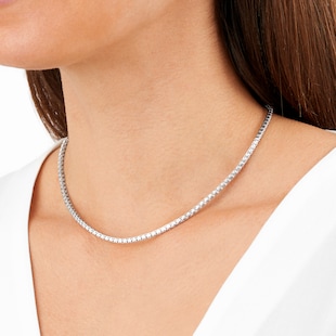 Goldsmiths 18ct White Gold 4.48ct Diamond Full Line Necklace
