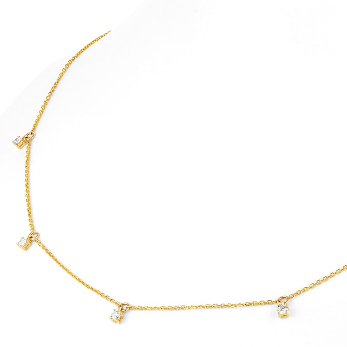 Goldsmiths 9ct Yellow Gold 0.25ct Diamond Dangle Necklace