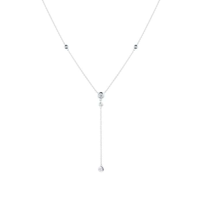 Goldsmiths 9ct White Gold 0.25ct Diamond Y Shaped Drop Pendant