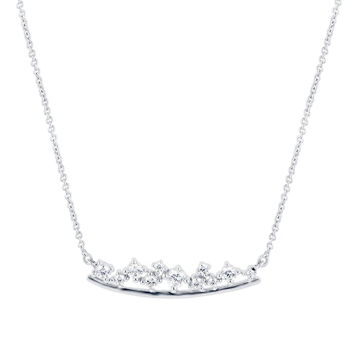 Goldsmiths 9ct White Gold 0.25ct Diamond Scatter Smile Necklace