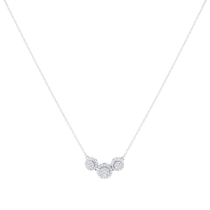 Goldsmiths 9ct White Gold 0.37ct Diamond Three Stone Cluster Necklace