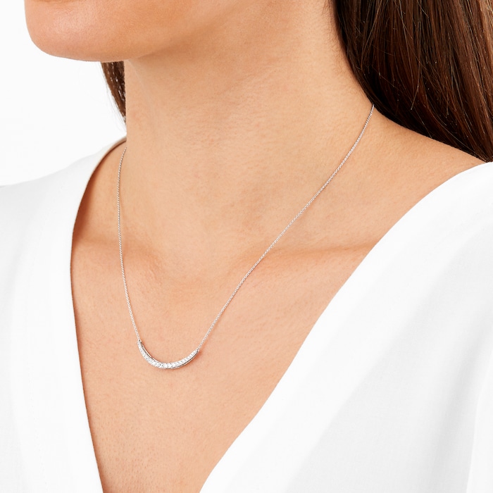 Goldsmiths 9ct White Gold 0.33ct Diamond Smile Necklace