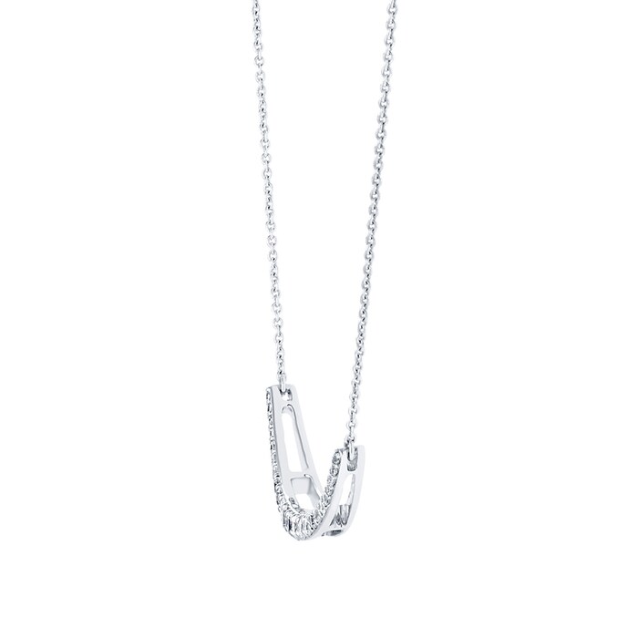 Goldsmiths 9ct White Gold 0.33ct Diamond Smile Necklace