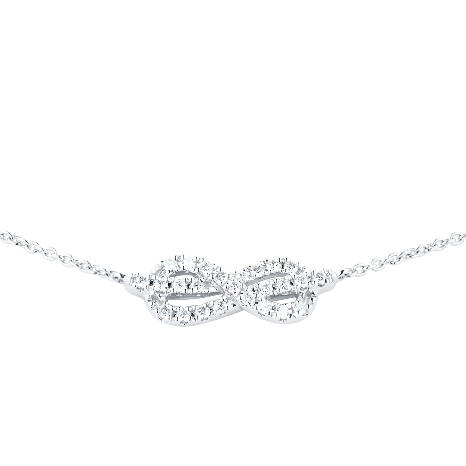 Goldsmiths 18ct White Gold 1.00ct Knot Infinity Station Necklace