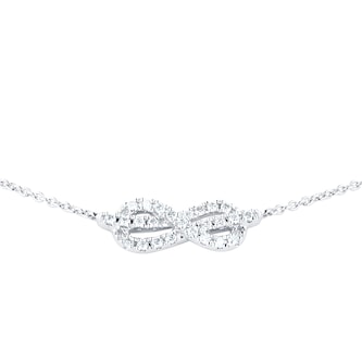 Goldsmiths 18ct White Gold 1.00ct Knot Infinity Station Necklace Goldsmiths 18ct White Gold 1.00ct Knot Infinity Station Necklace