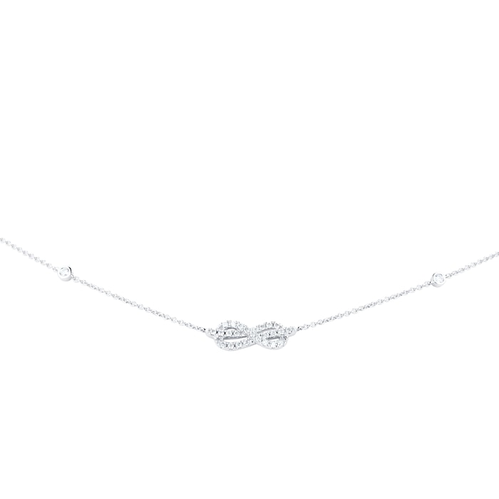 Goldsmiths 18ct White Gold 1.00ct Knot Infinity Station Necklace