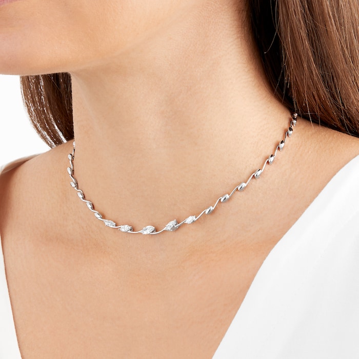 Mappin & Webb 18ct White Gold 1.52ct Marquise Diamond Necklace