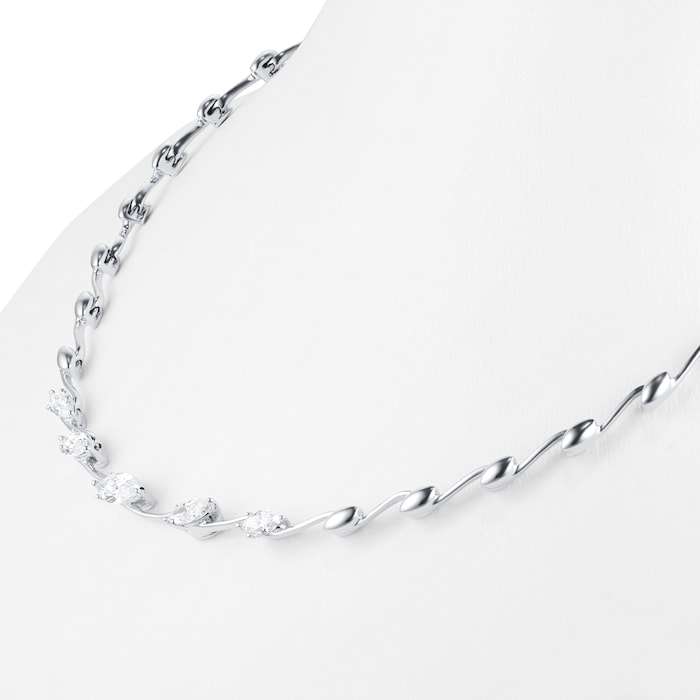 Mappin & Webb 18ct White Gold 1.52ct Marquise Diamond Necklace