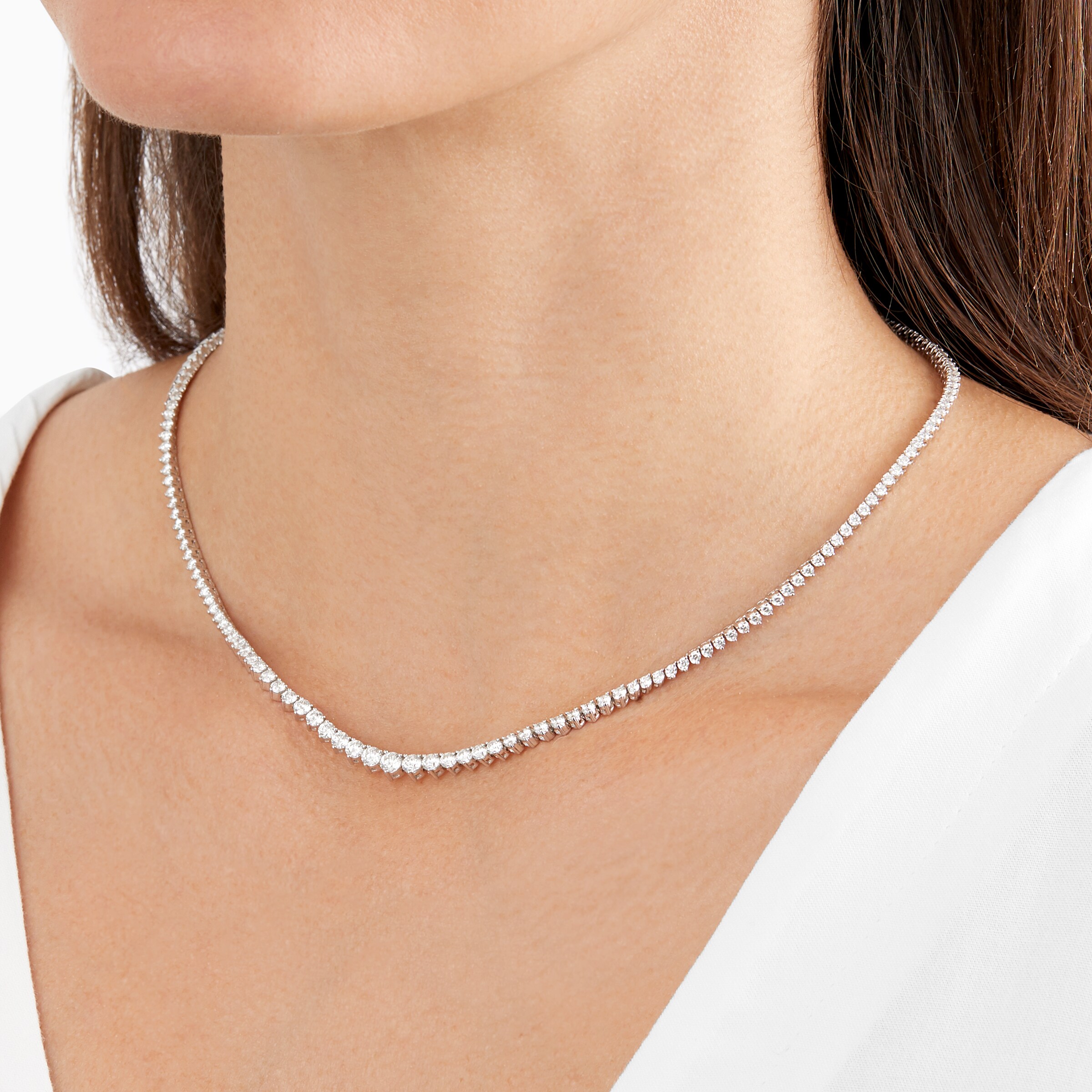 Mappin & Webb 18ct White Gold 6.82ct Diamond Line Necklace