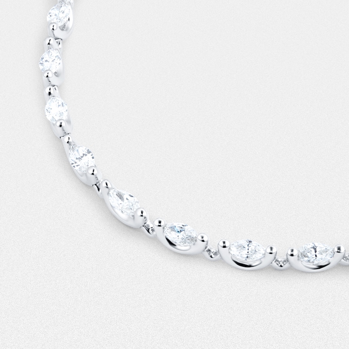 Mappin & Webb 18ct White Gold 8.79ct Marquise Diamond Line Necklace