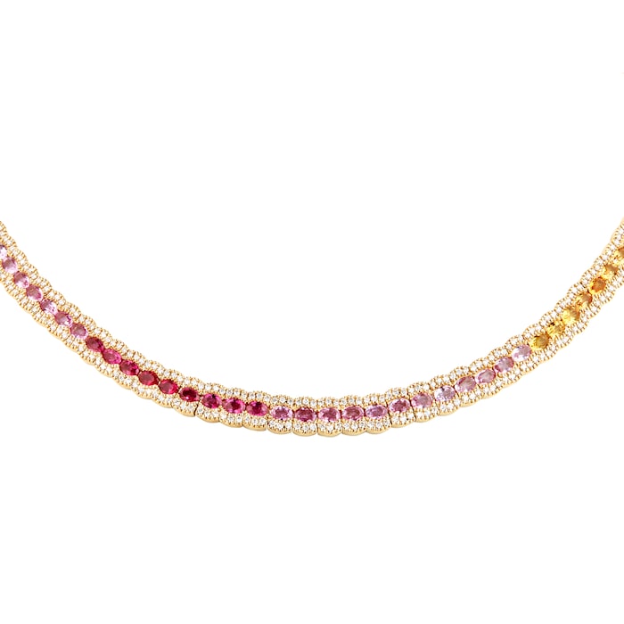 Mappin & Webb 18ct Yellow Gold Sapphire & Diamond Rainbow Necklace