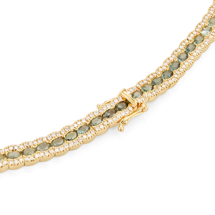 Mappin & Webb 18ct Yellow Gold Sapphire & Diamond Rainbow Necklace