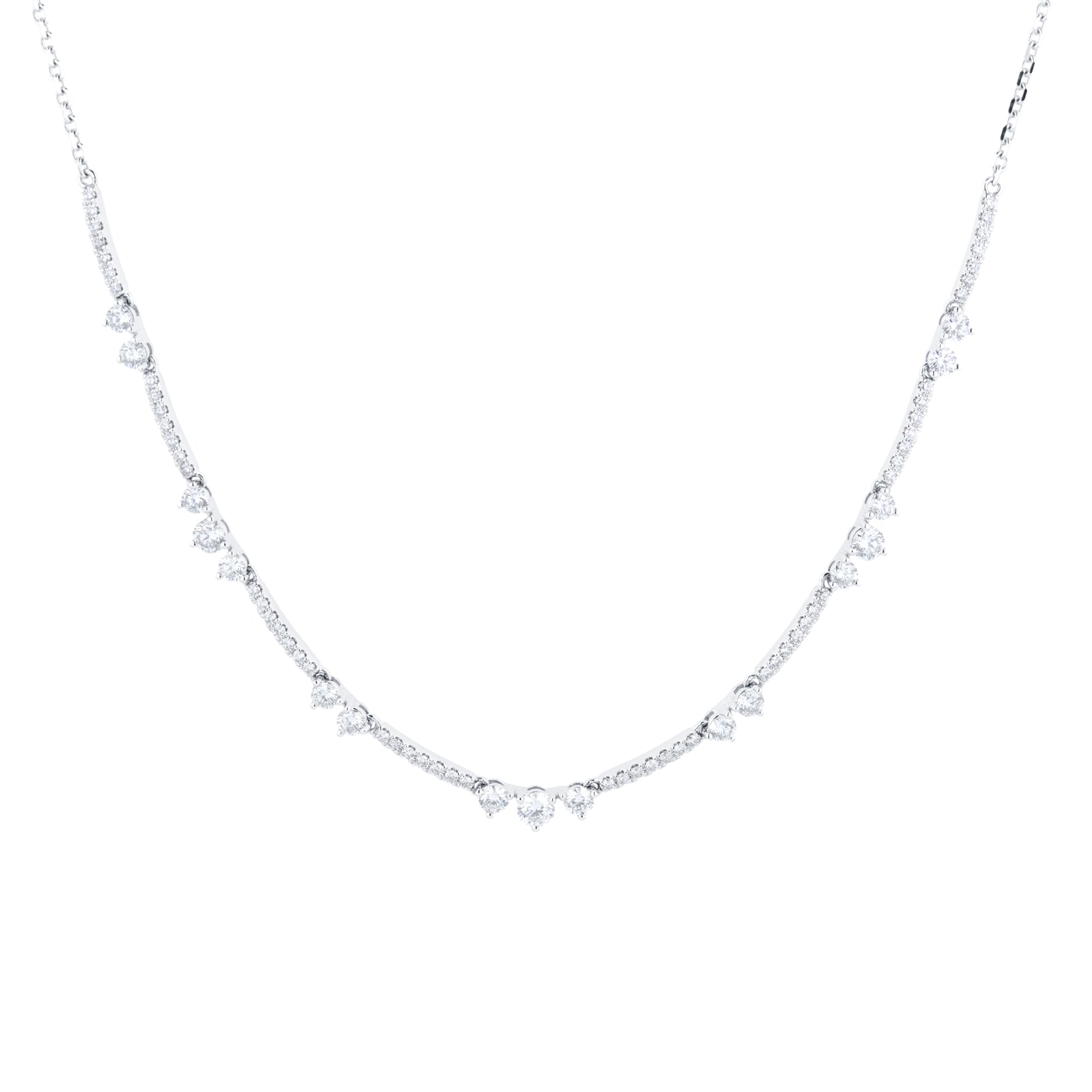 Goldsmiths 18ct White Gold Linear Line Necklace Goldsmiths 18ct White Gold Linear Line Necklace