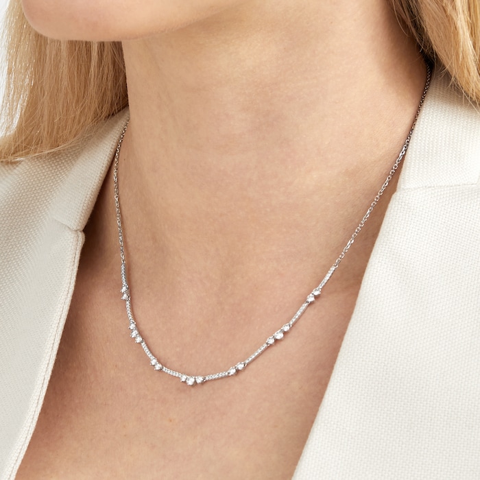 Goldsmiths 18ct White Gold Linear Line Necklace