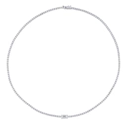 12130330 - 18ct White Gold 5.69cttw Emerald Cut Tennis Necklace