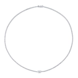 Mappin & Webb 18ct White Gold 5.69cttw Oval Cut Diamond Tennis Necklace