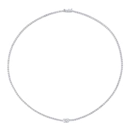 12130332 - 18ct White Gold 5.69cttw Oval Cut Diamond Tennis Necklace