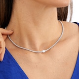 Mappin & Webb 18ct White Gold 5.69cttw Oval Cut Diamond Tennis Necklace