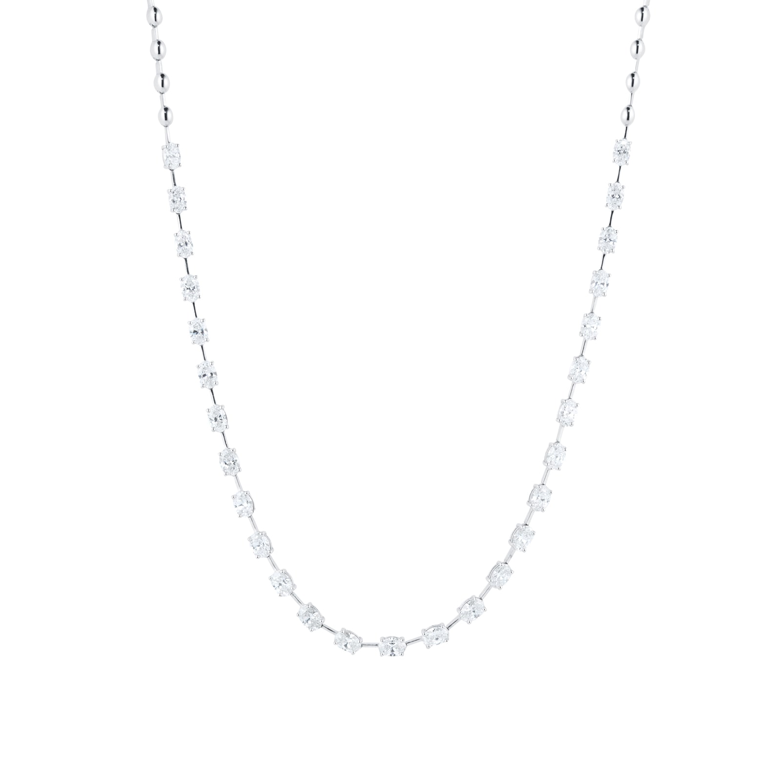 18ct White Gold 6.9cttw Oval Cut Diamond Necklace