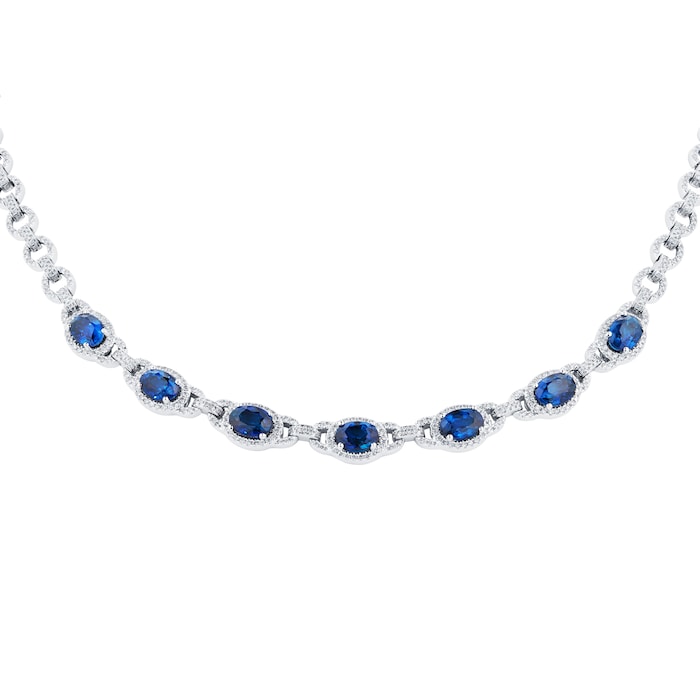 Mappin & Webb 18ct White Gold 1.64cttw Diamond & 7.94cttw Sapphire Necklace
