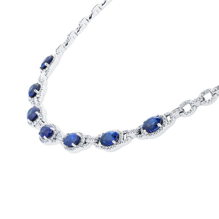 Mappin & Webb 18ct White Gold 1.64cttw Diamond & 7.94cttw Sapphire Necklace