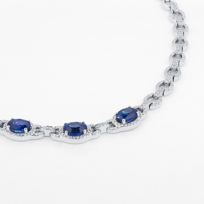 Mappin & Webb 18ct White Gold 1.64cttw Diamond & 7.94cttw Sapphire Necklace