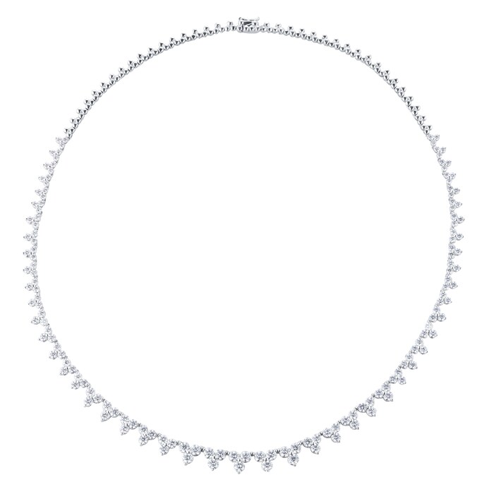 Mappin & Webb 18ct White Gold 8.70cttw Brilliant Cut Diamond 3 Claw Necklace