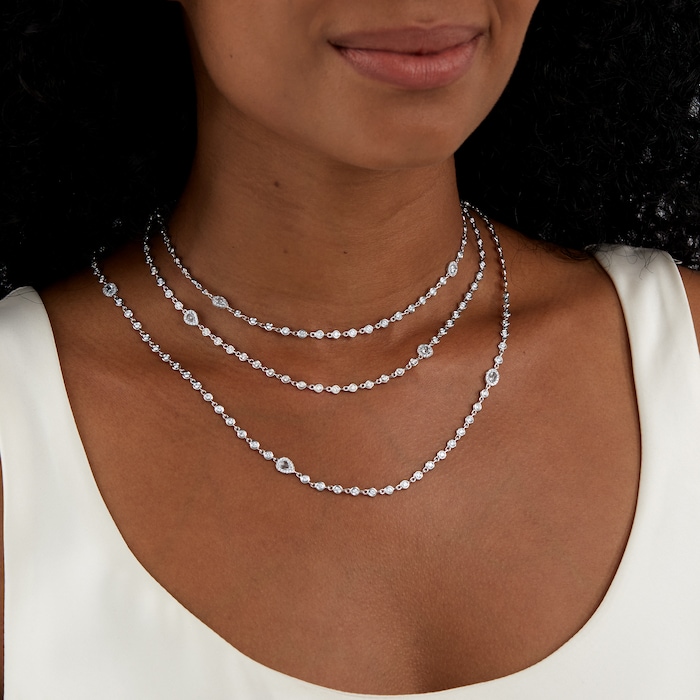 Mappin & Webb 18ct White Gold 7.78cttw Cascade Diamond By The Yard Necklace