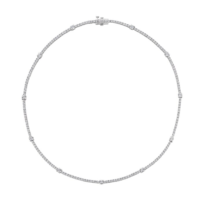 Goldsmiths 18ct White Gold 6.00cttw Diamond Station Necklace