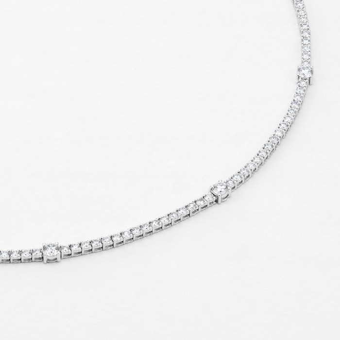 Goldsmiths 18ct White Gold 6.00cttw Diamond Station Necklace