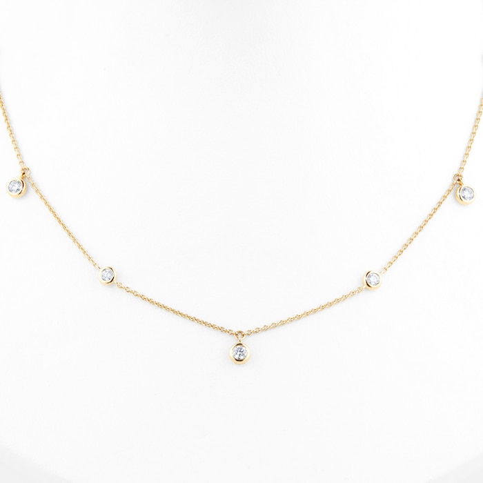 Goldsmiths 18ct Yellow Gold 0.40ct Bezel Diamond Necklace
