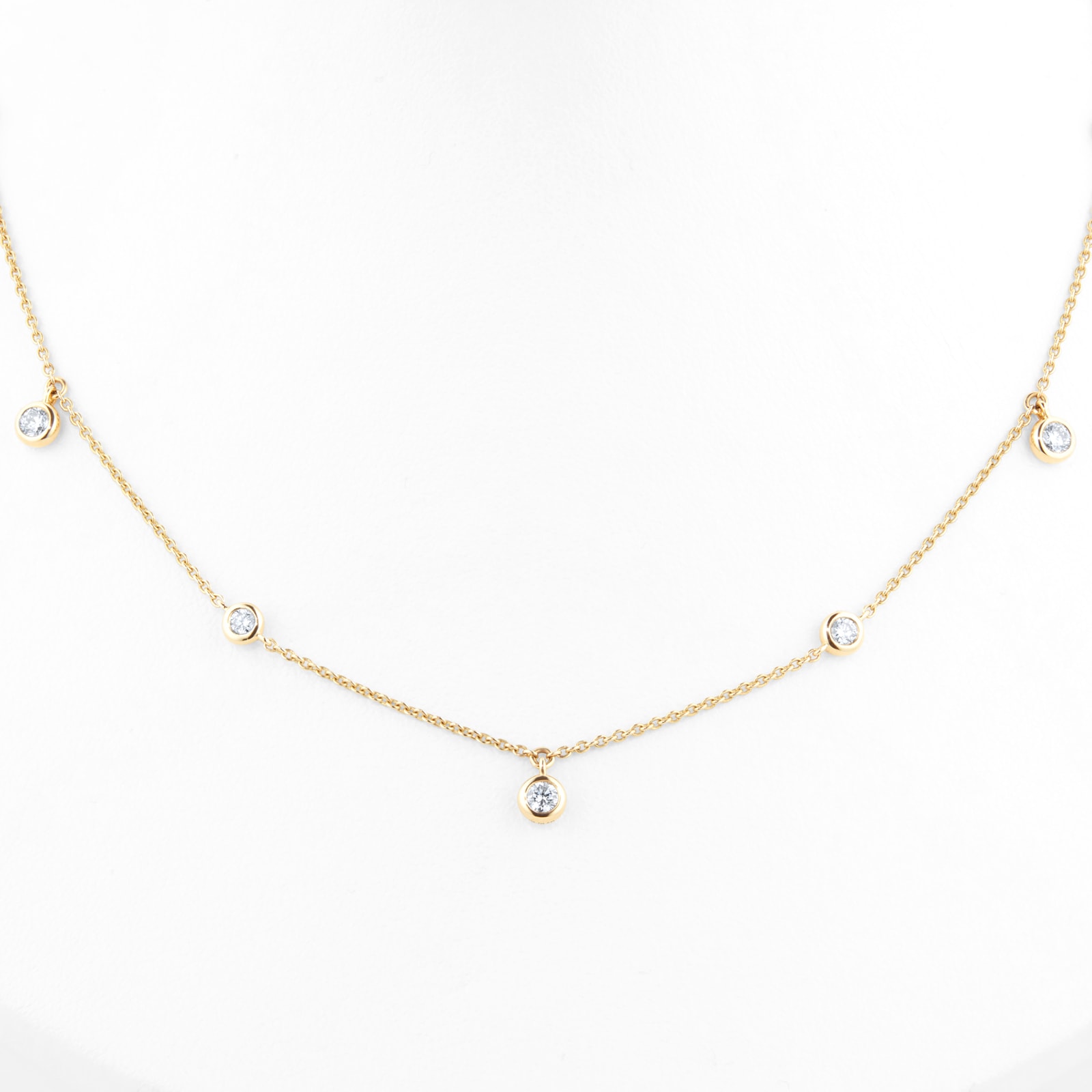 Goldsmiths 18ct Yellow Gold 0.40ct Bezel Diamond Necklace