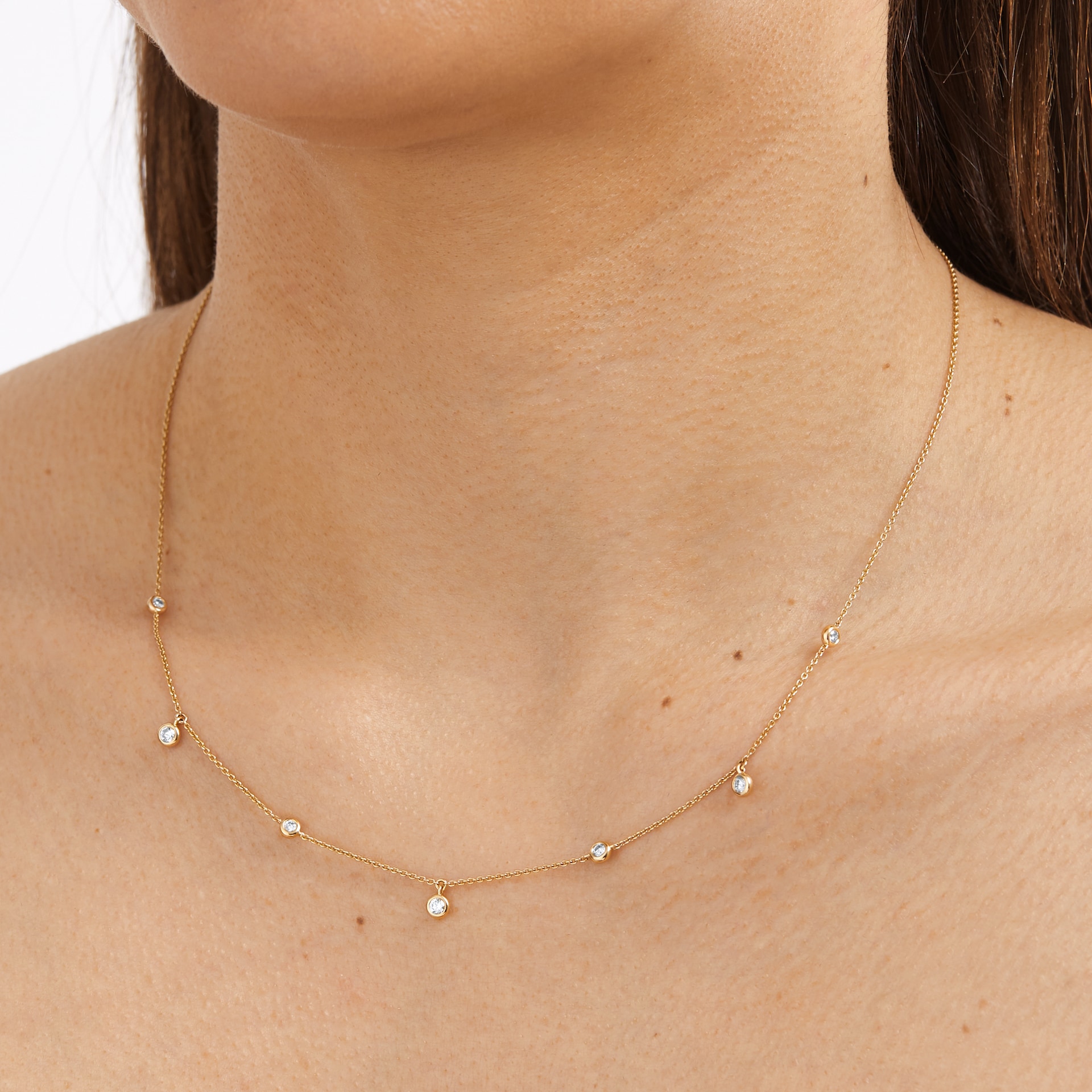 Goldsmiths 18ct Yellow Gold 0.40ct Bezel Diamond Necklace