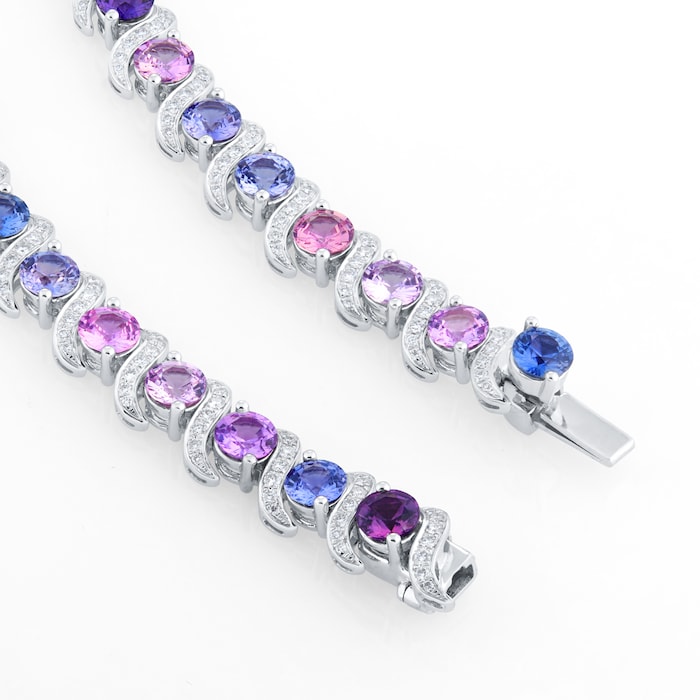 Mappin & Webb 18ct White Gold Mixed Sapphire & Diamond Necklace
