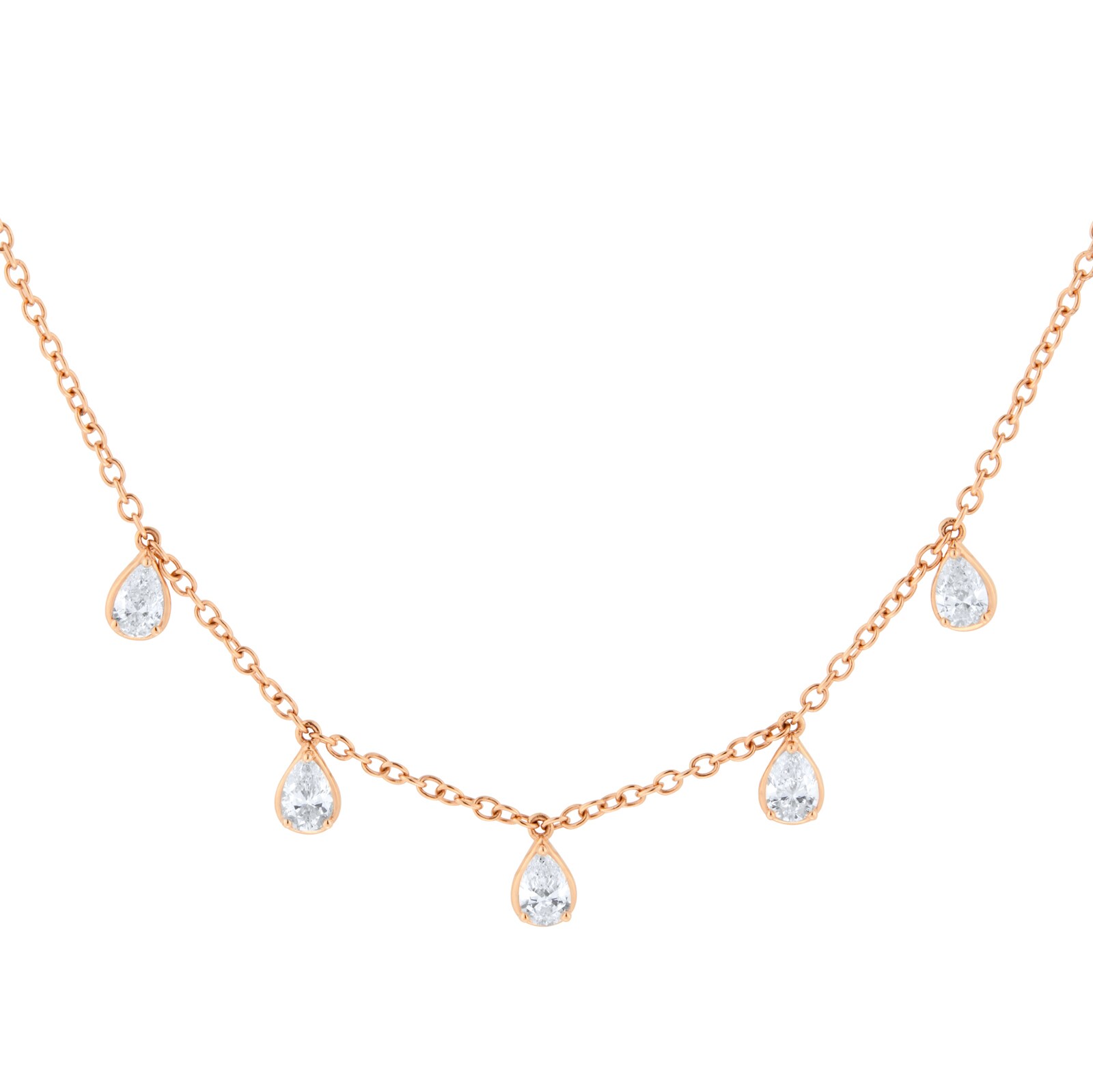 Goldsmiths 18ct Rose Gold 0.85cttw Pear Cut Diamond Drop Necklace Goldsmiths 18ct Rose Gold 0.85cttw Pear Cut Diamond Drop Necklace
