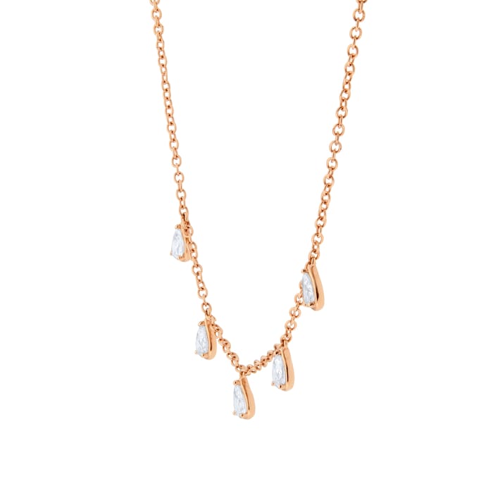 Goldsmiths 18ct Rose Gold 0.85cttw Pear Cut Diamond Drop Necklace