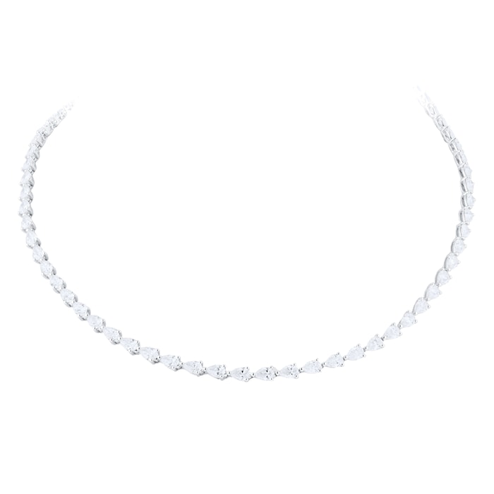 Goldsmiths 18ct White Gold 12.57cttw Pear Cut Diamond Line Necklace