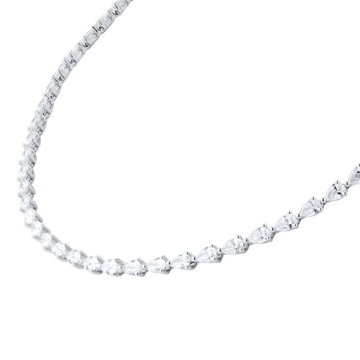 Goldsmiths 18ct White Gold 12.57cttw Pear Cut Diamond Line Necklace