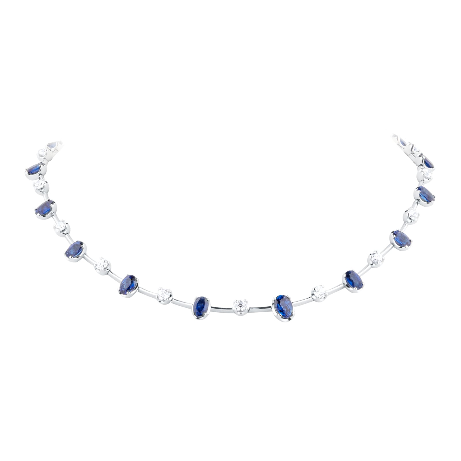 Mappin & Webb 18ct White Gold Sapphire & 3.05cttw Diamond Necklace