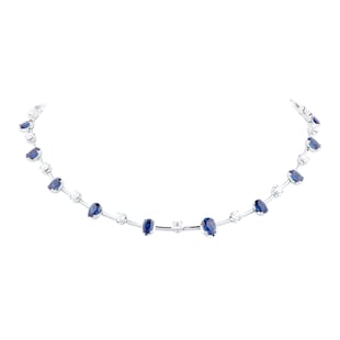 Mappin & Webb 18ct White Gold Sapphire & 3.05cttw Diamond Necklace