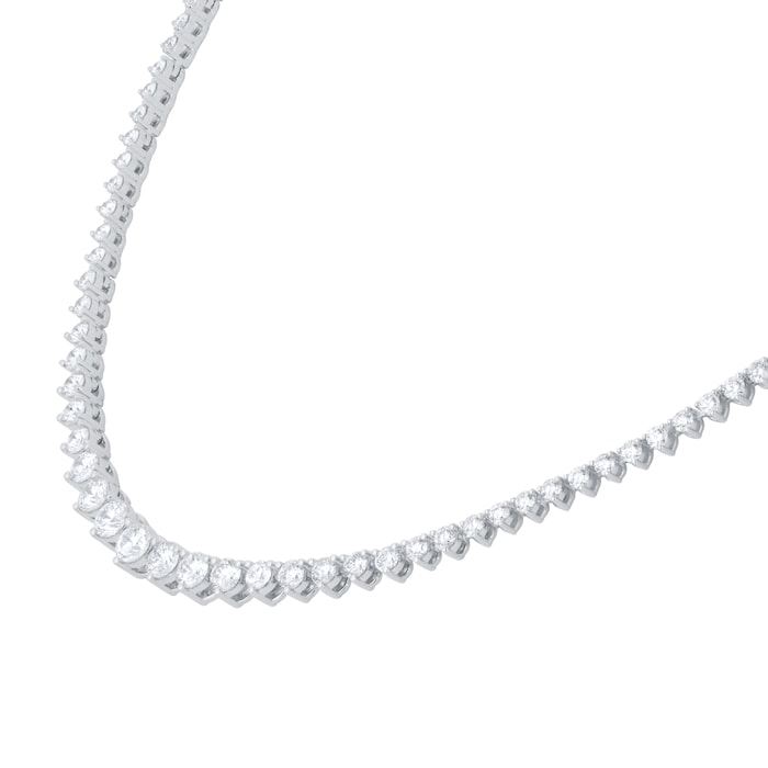 Goldsmiths 18ct White Gold 5.00cttw Brilliant Cut Graduated Diamond Line Necklace