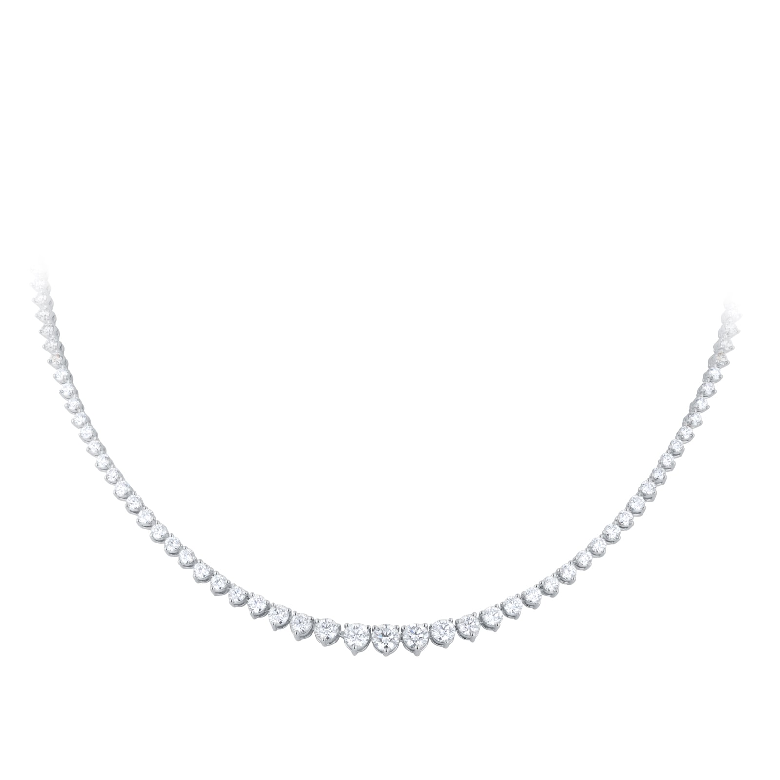 Goldsmiths 18ct White Gold 7.00cttw Brilliant Cut Graduated Diamond Line Necklace