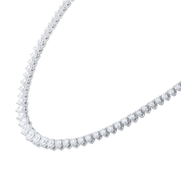 Goldsmiths 18ct White Gold 7.00cttw Brilliant Cut Graduated Diamond Line Necklace