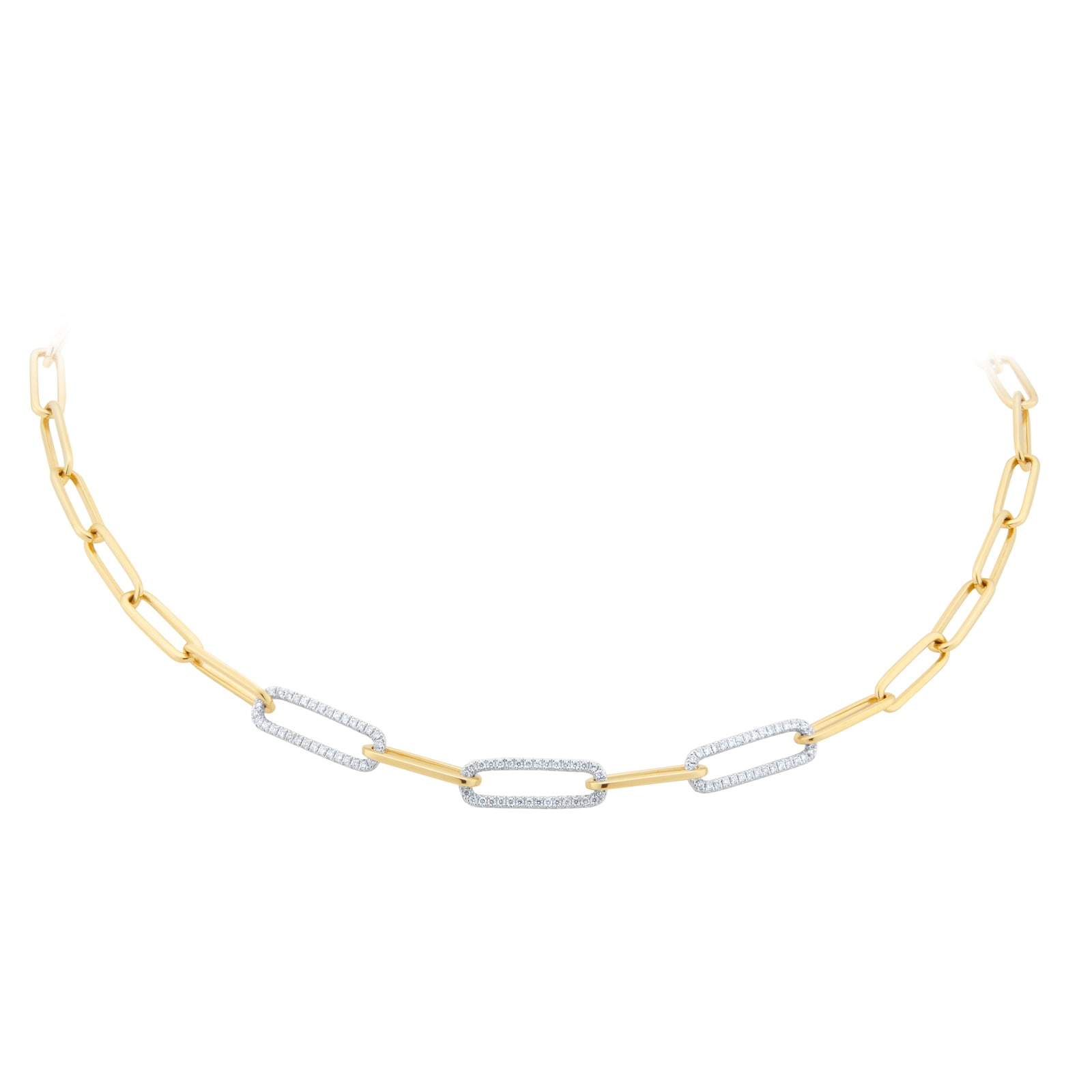Mappin & Webb 18ct Yellow & White Gold 1.01cttw Diamond Paper link Chain