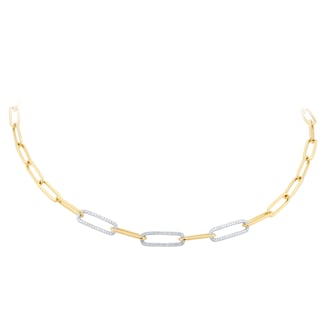 Mappin 
Webb 18ct Yellow 
White Gold 1.01cttw Diamond Paper link Chain