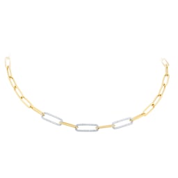 12130380 - 18ct Yellow & White Gold 1.01cttw Diamond Paper link Chain
